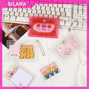 SILARA 1pcs Transparent PVC Coin Purse with Keyring For Girls Cute Small Wallet ID Card Holder Business Card Purse
