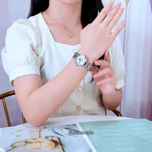 FCOLEVS original authentic womens watch 2026 new waterproof fashion sun and moon phase diamond calendar quartz watch stainless steel strap scratch-resistant mirror