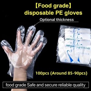 UMI 100PCS Disposable Plastic Glove Hygiene Restaurant Catering Home Kitchen Cleaning Hand Glove Sarung Tangan Plastik 一次性手套
