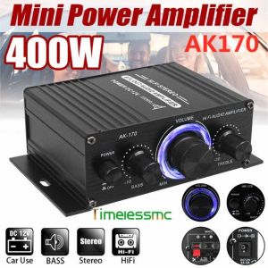 AK170/AK370 400W Amplifier DC12V/220V bluetooth HiFi Home car Stereo Amplifier Music Receiver FM Radio remote control Mini Amplifier Home Subwoofer car audio LED Design amplifiers bluetooth EDR Audio FM Radio AUX USB/SD [Receive within 1-3 days]