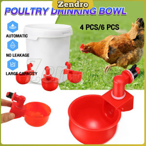 ZEO 6pcs Chicken Cup Waterer 4pcs Water Cups Automatic Waterer Cup Chicken Cup Waterer Chicken Feeder Poultry Drinking Bowl