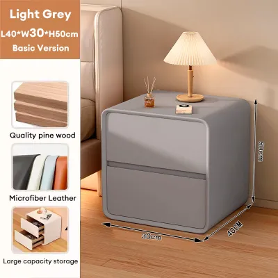 lron Poetry.PH Minimalist Bedside Table With Drawer Cream Solid Wood Bedside Table With Hidden Handles