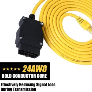 NAELIN OBD 16 chân Cáp OBD2 RJ45 Đầu cắm RJ45 Màu vàng Cáp mã hóa chẩn đoán ô tô Đáng tin cậy. Đầu nối cáp Ethernet Chẩn đoán xe hơi