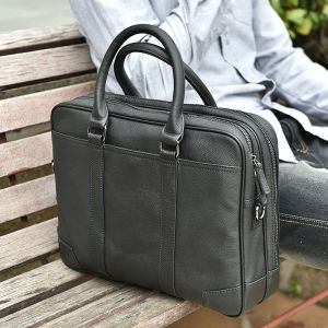 NUPUGOO Business Mens Briefcase Genuine Leather Casual Man Handbag Shoulder Large Capacity Crossbody Bag For 15.6 Inch Laptop