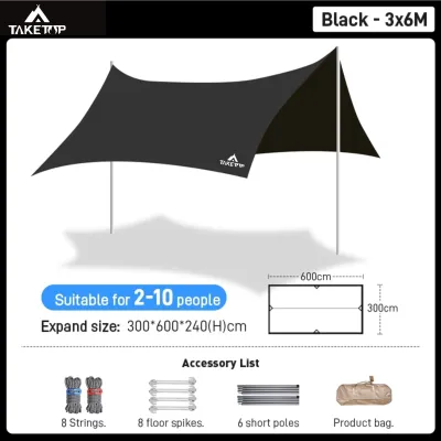 Canopy Tent Outdoor Awning Waterproof Tarp Shade Ultralight UV Protection Camping Tent