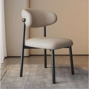 Nordic Minimalist Home Backrest PU Leather Dining Chair / Lounge Chair D6