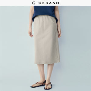 Giordano Beau Monde Women Elastic waist french terry midi skirt Free Shipping 13466466