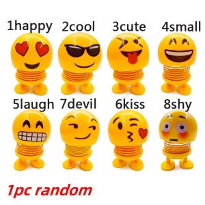 Car Interior Consoles Ornaments Cute Shaking Spring Decoration Funny Emoji Doll