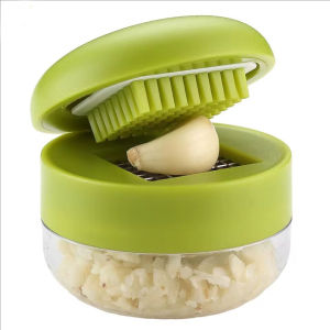 YESPERY Manual Garlic Press with Container Garlic Mincer Ginger Crusher Kitchen Tool Grater