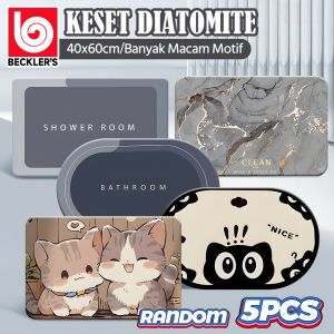 (Becklers) PROMO PAKET 5PCS Keset Diatomite Bundar Nyerap Air 40x60CM Bunda & Persegi Anti Slip