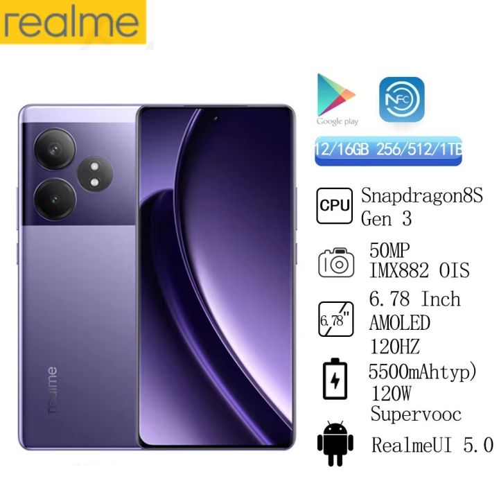 Realme GT Neo 6 Unlocked Sim Network Region Snapdragon 8S Gen 3 120W Supervooc 50MP IMX882 6.78Inch 120Hz NFC OTA