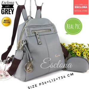 Esclona Tas Ransel Wanita Impor Batam Backpack Gendong Laptop Fashion Cewek Kerja Kantor Kuliah 018