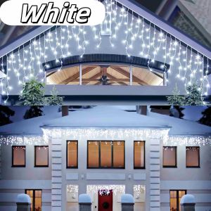 4M Solar Icicle Christma Light Outdoor Waterproof 8 Modes Lighting LED Fairy Lights For Christmas Party Garden Home Decoration