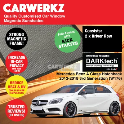 CERTIFIED ORIGINAL Dr Shadez DARKtech Mercedes Benz A Class Hatchback 2013-2018 3rd Generation (W176) Germany Hatchback Customised Window Magnetic Sunshades