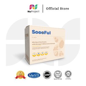 SoooFul Pengganti Makanan Keselesaan Perut: Campuran Protein Soya & Kacang Pis Dengan Benegut® (Ekstrak Daun Shiso) 15s