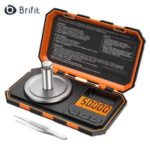 Brifit 0.001g/50g Digital Pocket Scale 0.001g Division Precision Mini Food Scales Portable Mini Jewelry Scale with Calibration Weights Tweezers Tare Function for Jewelry Experimentwith 50g Calibration Weight and Tweezers