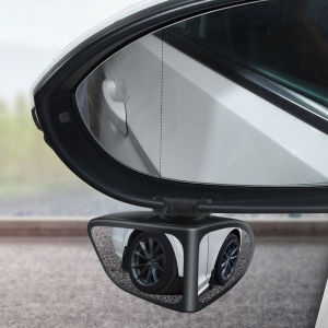 1x Parking Reversing Small Mirror 2 Side Car Blind Spot Mirror Adjustable Wide Angle Car Exterior Rear View Mirror 360 HD Hanging Under Side Mirror Front Back Wheel Blindspot Mirror