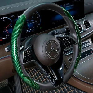 SCH 2/3PCS Carbon Fiber Silicone Car Steering Wheel Cover Micro Fiber Leather PVC Wheel Booster Cover Non-Slip Universal