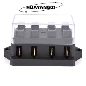 HUAYANG01 [HOT FASHION] ฟิวส์กล่องฟิวส์แบบ4ทางตัวยึดบล็อกฟิวส์ขนาด12V 24V + 4ทางสำหรับรถยนต์