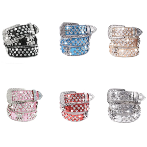 Gothic Punk Studded Rhinestones Belt For Women Men Stylish Waist Accessory Soft PU Leather Waist Cincher