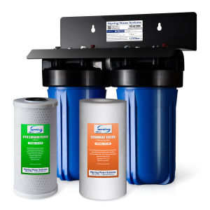 iSpring WGB21B 2-Stage Whole House Water Filtration System 5-micron High Capacity whole house water filter For Deep well water up to 50 000 gallons 1" Inlet/Outlet 10" x 4.5"