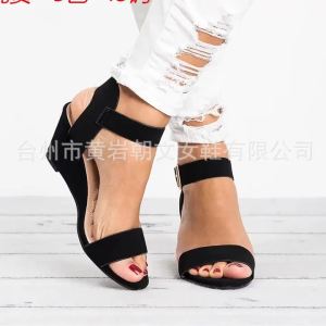[Free Shipping] Plus-size spring-summer new sandals for women high-heeled wedge sandals with buckle for women