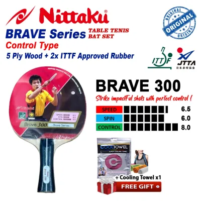 [100% ORIGINAL] NITTAKU Brave Table Tennis Bat with Rubber ITTF Approved Control Ping Pong Racket Brave 100 200 300 400