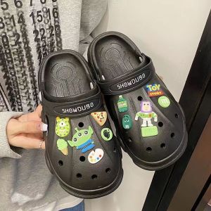 [Free Shipping] Cartoon Cute Strawberry Bear Thick-Soled Clogs For Women Summer Outdoor Wear Closed-Toe Silent Fashionable Beach Casual Slippers