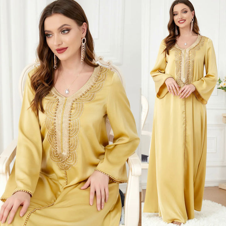 Moroccan Kaftan Women Ramadan Abaya Luxury Arabic Turkey Dress Eid ...