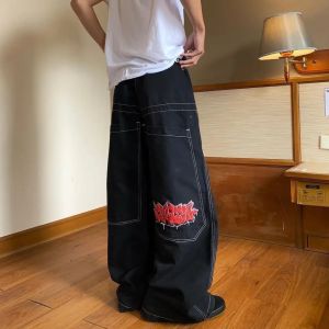 <1026> Cross-Border European and American High Street JNCO Embroidery Pattern Jeans hiphop Hip Hop Loose Wide Leg Jeans