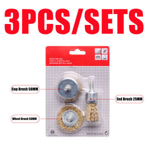 5pcs 3PCs Steel brush Wire Polishing Wheel Grinder Cleaning Brush Tool Gold Tone Cleaning metallic surface removing rust