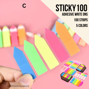 STICKY200 Adhesive Write-Ons - (1 Set = 200 Strips in 10 Colors) with Ruler Slide Sticky Tabs Notes Index Tabs Page Markers Memo Pad Stickers Notepad for Book Annotation Office & School Supplies