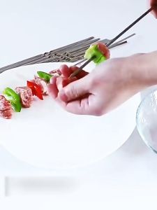 Reusable Stainless Steel Barbecue Skewers 33cm Flat BBQ Needle Sticks for Camping Picnic Grill