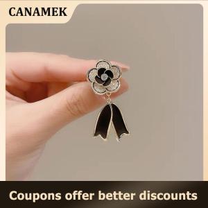 【 CANAMEK 】 New Flower Brooch Camellia Blossom Ribbon Pin Fashion Women Corsage Accessories Suit Sweater Pin Buckle Clothing Jewelry Accessories
