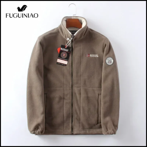 Fuguiniao Mens Warm Polar Jacket Zipper Thick Plush Windbreaker Large Winter Bomber Jacket