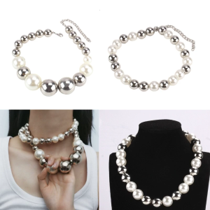 Simple Elegant Collar Necklace Vintage Pearl Beads Ball Necklace Fashion Women Clavicle Chain Temperament