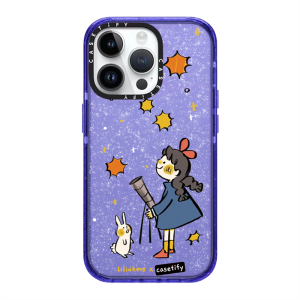 KIKI Original Glitter CASE. TIFY Cute Phone Case for iphone 15 15pro 15promax 14 14Pro 14ProMax 11 12 13promax Creative Cartoon Girl stamp rabbit doodle pattern Shock-proof soft case High quality air cushion protection Official New Design Purple Green