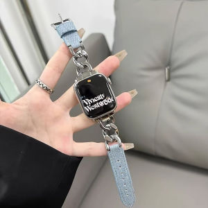 Denim Metal Chain Strap for iWatch10 Series Ultra 49mm45mm 44mm 42mm 41mm 40mm38mm Cowboy iWatch Band
