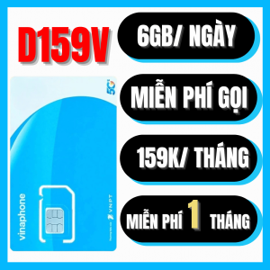 ( SIÊU SIM ) Sim 5G Vinapphone MIỄN PHÍ 1 THÁNG ĐẦU với gói D159V / VD149 Có 6GB/ngày Data Tốc Độ Cao + Miễn Phí Nghe Gọi Phí Gia hạn 159k/tháng - FREESHIP - CHƯA KÍCH HOẠT
