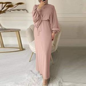 LEONNA At-Hira Maxi Dress Lengan Puffy Gamis Kondangan Wanita Muslimah Korean Style
