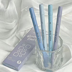 NOBLELUX 4pcs/set Dual Tip Highlighter Pens Chisel Fine Tip Gradient Pastel Marker Pens High Quality Highlighters Gift
