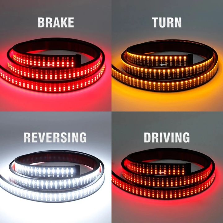 47" Truck Tailgate LED Light Bar - Triple Row Red/White/Amber Lights, IP67 Waterproof - View #10