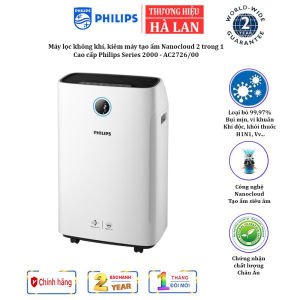 Máy lọc không khí 2 trong 1 Thương hiệu Philips Series 2000 AC2726/00 Kèm chức năng tạo độ ẩm - HÀNG NHẬP KHẨU HÀ LAN