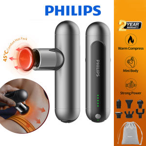 Philips Mini Massage Gun 筋膜枪 with Soothing Heating for Muscle Percussion mesin urut badan mini Deep Tissues Muscle Massager 5 Levels of Intensity Muscle Gun Body Massager Machine