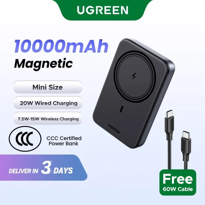 【CCC Certificate】UGREEN 10000mAh Magsafe Powerbank 10000mAh Magnetic Wireless Powerbank for Samsung S26 Ultra S25 Ultra,Samsung S26 Ultra S25 Ultra Ultra