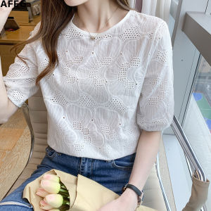 AFEG new Korean fashion casual loose all-match short-sleeved blouse for women
