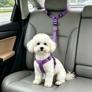 SDFSF Adjustable Dog Car Safety Belt Durable Retractable Pet Car Chest Harness Dog Car Leash Nylon Dog Safety Leash Travel