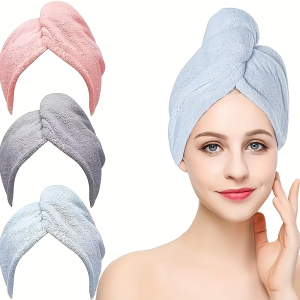 1pc Hair Towel with Button Super Absorbent Hair Towel Wrap for Curly Hair Fast Drying Hair Wraps for Women Anti Frizz Microfiber Towel