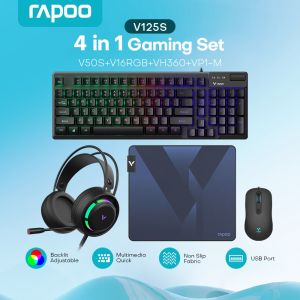 Rapoo V125S 4 in 1 Gaming Set Keyboard(Mouse keyboard headset mouse pad)