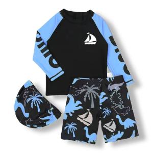 New 2pc Rashguard Set for Kids High Quality Cute Printed Design Long Sleeve Tops + Short Swimwear Set for Kids